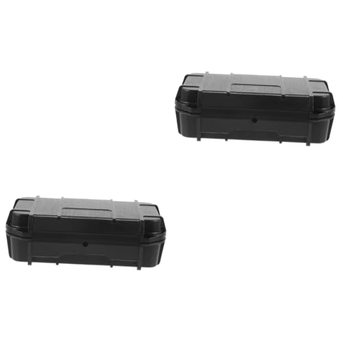 BESPORTBLE Caja De 2 Piezas Caja De Supervivencia Al Aire Libre Cajas Mimbre Compartimientos De Almacenaje Cesta Ssd Bins De Almacenamiento Despejado Tapa De La Taza Seguro Black El Plastico