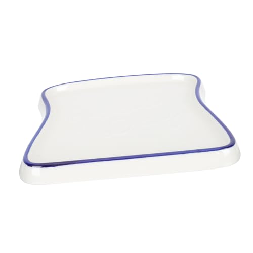 UKCOCO Bandeja De Desayuno Cerámica Forma De Tostada Azul Para Comida Diaria Plato Saludable Para Pan Sushi Ensaladas y Postres Accesorio Resistente Para Hogar y Restaurante