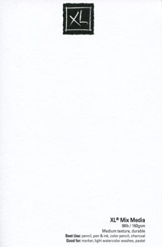 Canson XL Series Mix Media Paper Pad, Heavyweight, Fine Texture, Heavy Sizing for Wet and Dry Media, Side Wire Bound, 98 Pound, 11 x 14 in, 60 Sheets
