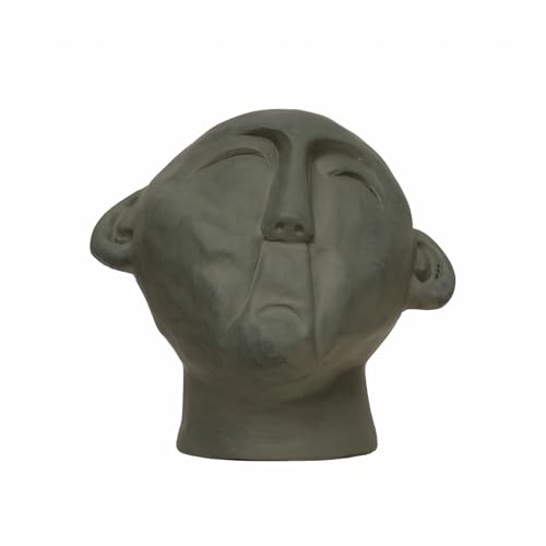Busto artesanal de terracota negro 7 x 6 x 6 in