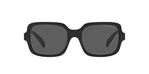 Emporio Armani Women's EA4195 Square Sunglasses, Shiny Black/Dark Grey, 55 mm