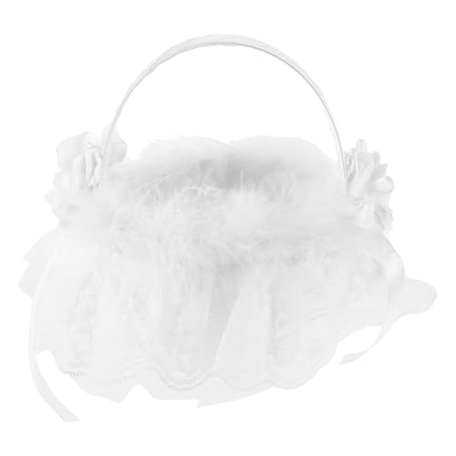 Sewroro Cesta Rústica Pequeña con Asa para Flores de Boda Cesta de Almacenamiento Multiusos para Pétalos Frutas y Detalles Adecuado para Ceremonias y Fiestas Nupciales