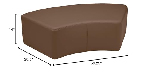 Image of Sprogs 12 inch H Structured S-Curve Stool -Flexible Modular Collaborative Soft Seating for Office, Home, Lounge and School Classrooms with Durable Frame & Set of 2 inch Legs Add-on - Chocolate