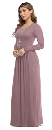 Image of VIISHOW Women's Long Sleeve Loose Plain Maxi Dresses Casual Long Dresses with Pockets