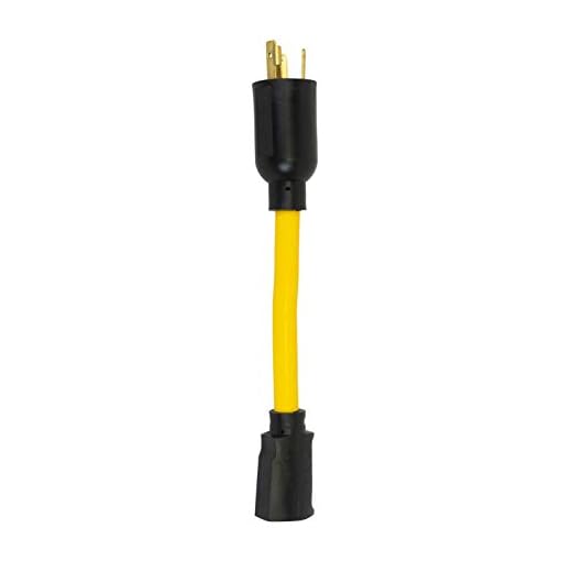 Southwire 90218802 12/3 STW, 9-inches Twist To Lock Generator Power Cord Adaptor (L5-20P To 5-15R) 15-20 Amps, 2500/1875 Watts, 125 Volts