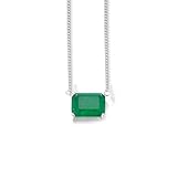 Calefee Real Gold Necklace for Women 18k White Gold, Wedding Pendant Necklace Elegant Solitaire with Created Emerald, 40+5cm