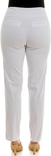 Zac & Rachel Women's Millennium Fabric Pull-On Slim Leg Pant, Optic White, 14S4