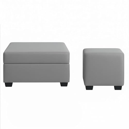 Image of SOCOZI Oriana 8 Seater RHS L Shape Sofa Set | Velvet Suede Fabric L Shape Sofa for Livingroom with 2 Ottoman & Centre Table (Light Grey)