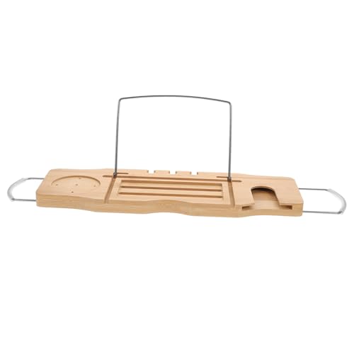 BRIGHTFUFU Bath Phone Holder Storage Rack Bamboo Tub Tray Table Expandable for Relaxing Bathing