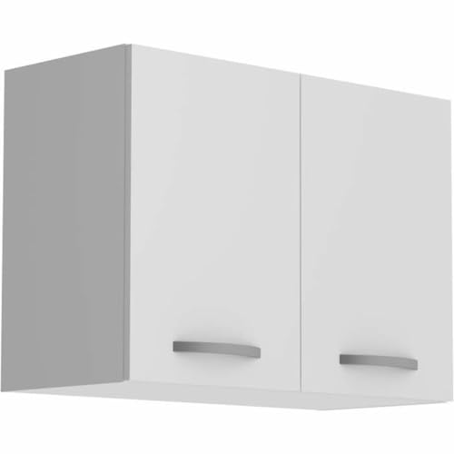 Meuble Haut De Rangement 2 Portes - L 80 X P 35,6 X H 57,9 Cm - Gamme Eko - Blanc