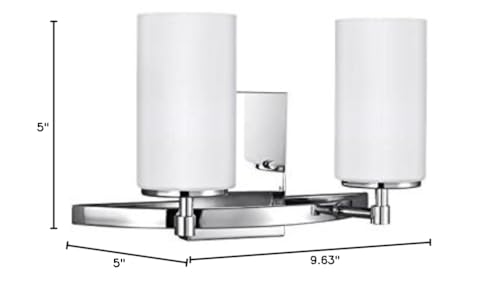 Image of Generation Lighting 4424602-05 Alturas Two Light Wall /Bath Chrome, 200 Total Watts, 9.062 Inch Height, 13.56 Inch Wide, Steel Construction, Etched /White Inside Glass Shades
