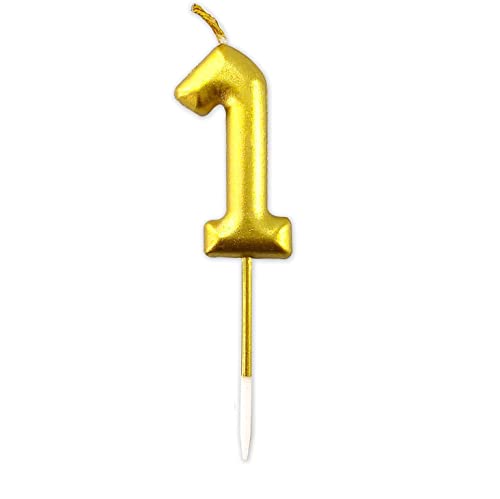 Image of AR Giftzadda 11 Number Golden Chrome Candle Cake Topper for 11th Birthday /Anniversary Party Celebrations (11 Number Gold Chrome Candle)