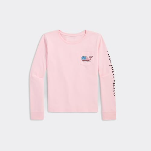 Image of vineyard vines Girl's Flag Whale Long-Sleeve Pocket Tee