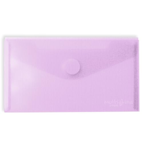 Grafoplás Packung mit 5 Kunststoffumschlägen | Quittungsgröße | Klettverschluss | Lavendel | Multiline | 22,5 x 12,5 cm | Durchscheinend gestreiftes Polypropylen | perfekt für Quittungen und kleine