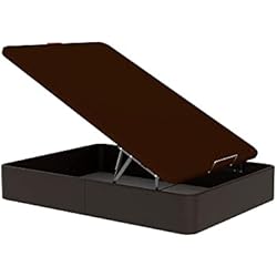 Canapé Polipiel Chocolate Topdormitorios - Canapé abatible de Polipiel - Cajón de Gran Capacidad - Tapa 3D - Montaje y Subida gratuitos - Polipiel - Dark Brown Chocolate, 150 x 190 cm.