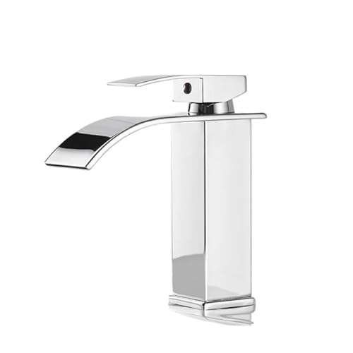 Copper Core Waterfall Stainless Steel Basin Faucet For Bathroom, Kitchen, Sink, Hot And Cold Dual Control Faucet(Silver short)