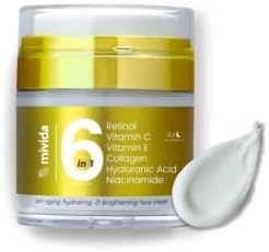 mivida All In One Retinol Cream for Face & Neck, Anti-Wrinkle Collagen Cream, Day & Night Anti-Aging Moisturizer, 1.7 fl oz