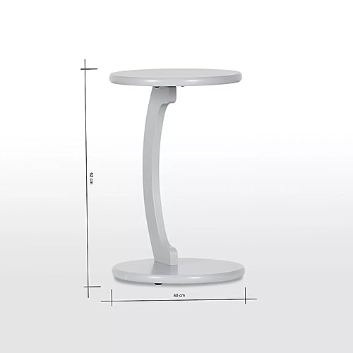 Image of C-Shape Round Table of Modren Style with Engineered Wood for Space Saving Storage for Living Room, Bed Room, Office, Farm House etc (Grey)