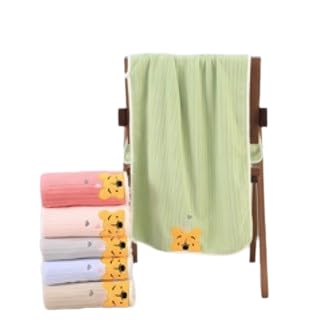 Image of DIVYAM Kids Bath Towel - 425 GSM Soft Microfiber Towel for Newborns, Toddlers & Kids - Lightweight & Absorbent - Bear Design - Multicolor - 120 x 60 CM - Travel Friendly - Set of 1