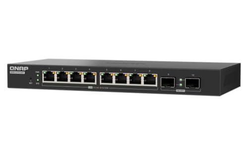 QNAP 10-Port Multi-Gigabit Lite-Managed Network Switch, 2 x 10GbE SFP+ & 8 x 2.5GbE (RJ45) Ports, Fanless Web Managed Ethernet Switch for Home & SMB Network (QSW-L2110-2S8T-US)