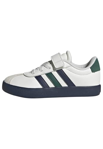 adidas Unisex niños VL Court 3.0 Hook and Loop Shoes Kids, Core White/Collegiate Navy/Collegiate Green, 29 EU
