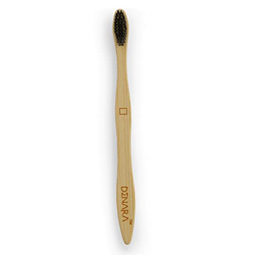 Image of DENARA Bamboo Toothbrush with Charcoal Activated Soft Bristles antibacterial and biodegradable Adult (Pack of 2)