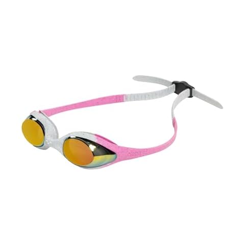 ARENA Unisex Youth Spider Junior Swim Goggles Girls and Boys Ages 6 to 12 Anti-Fog Mirror Lens Easy to Adjust Strap No Leak, Pink/Gray/Pink Cover