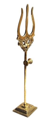 A & S VENTURES Brass Damru Trishul on Stand Show Piece Decoration Items with Black Polyresin Small Size Nandi Ji Maharaj Bull Statue Idol Murti for Home Shivling Puja Pooja Vastu Car Dashboard. - Image 4
