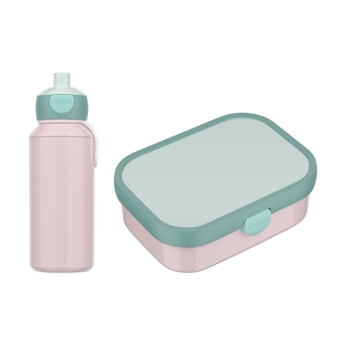 Mepal - Juego de almuerzo Campus Switch - Set para niños con botella desplegable y fiambrera - Juego de almuerzo para la escuela o de viaje - Apto para lavavajillas - 400 + 750 ml - Rosa frío/menta