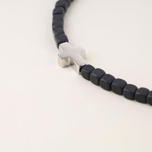 Pulsera de Hombre con Cuentas de Cristal y Cruz miniatura 5