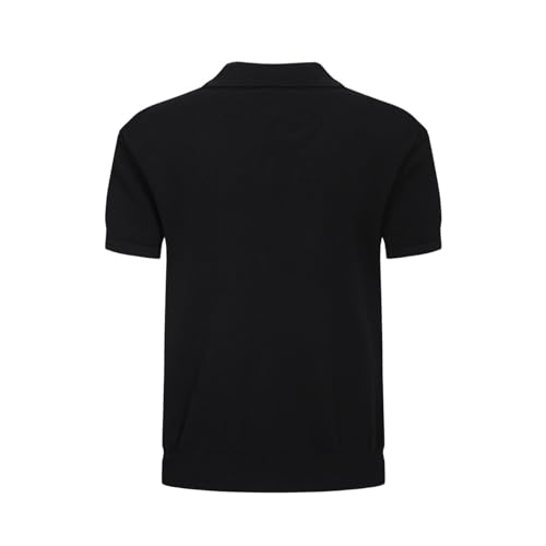Polo de punto retro para hombre OXKNIT, estilo vintage de los años 60 con cremallera y rayas, camisa de golf miniatura 3