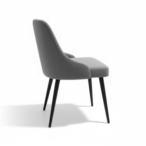 Image of Finch Fox Taskpro Modern Unique Velvet Upholstered Seating Living Room Dining Chair with Black Metal Legs in Dark Grey Color