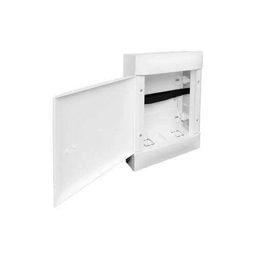 LEGRAND, Practibox S Multimedia, Aufputzverteiler mit Tür, 2x12 Module, 4x2 Module für Datenbuchsen & Telefon, 2x2 Module für Strombuchsen, vorgeschnittener Sockel, weiß, 135802