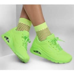 Skechers Women's Uno-Night Shades Sneaker Cooled Memory Foam, Skech-Air Midsole, Durabuck Upper, Lime, 7.5