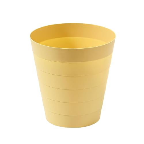Sinoba Papelera 6105 Cubo de basura Cubo de residuos Papelera de plástico ideal para habitación infantil, oficina, cocina, altura 25 cm, 9 l, color amarillo pastel