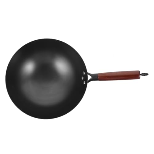 Wok de hierro antiadherente con mango de madera miniatura 1