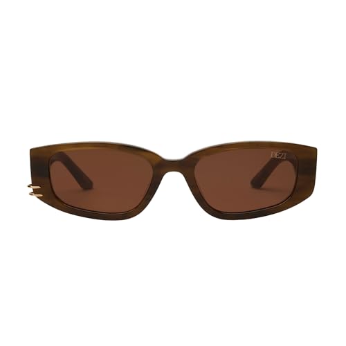 DEZI Womens Square Sunglasses with Asymmetrical Piercings-Cuffed-Half & Half Tortoise/Cognac/Gold