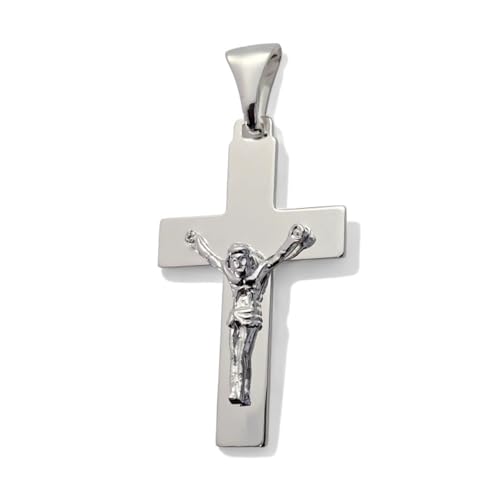 Cruz con Cristo colgante para cadena de plata 925m de 33mm lisa de joyería