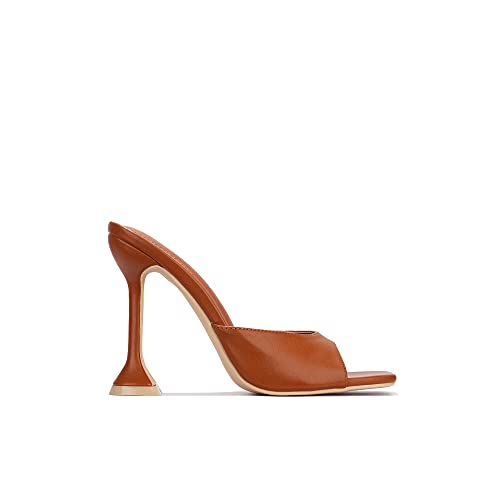 Cape Robbin Lithe Sexy High Heels For Women, Square Open Toe Shoes Heels - Tan Size 9 #TOP3