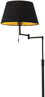 Qazqa QAZQA - Modern Vloerlamp zwart met zwarte kap en verstelbare arm - Ladas Deluxe | Woonkamer | Slaapkamer - Stof Rond - E27 Geschikt voor LED - Max. 1 x 40 Watt photo 3