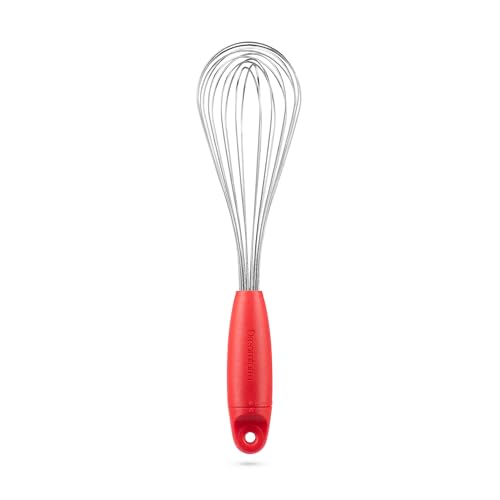 Dreamfarm Flisk 3-in-1 Fold-Flat, Space-Saving Baking, Cooking, Sauce & Deglazing Stainless Steel Balloon Whisk - 12" Red"