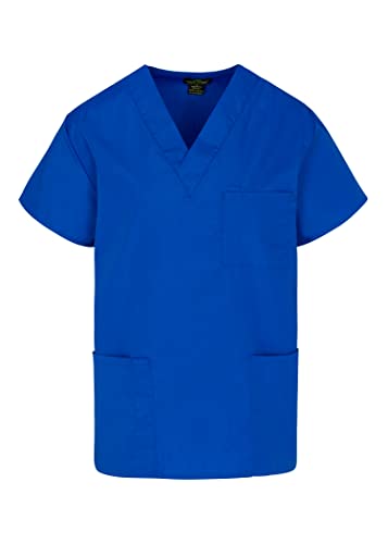 Natural Uniforms Classic Unisex 3 Pocket Scrub Top (X-Large, True Royal Blue)