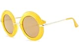 NIUASH Sonnenbrille polarisiert Gelber Rahmen Runde Vintage Sonnenbrille Übergroße Black Circle Brille Frauen Luxus Grün Rot Sommer Brille Uv400-C5_Yellow