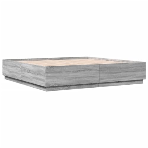 Homgoday Canapé Sonoma - Cama Gris de 180 x 200 cm de Madera Multicapa Con Somier - Estructura Moderna para Dormitorios - VV - imagen 4