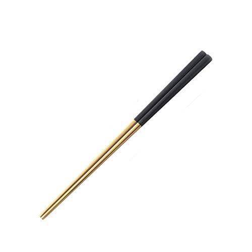 Baguettes, Baguettes Chinoises Chopsticks Reusable 5 Pairs Chopsticks Stainless Steel Titanize Chinese Gold chopsitcks Set Black Metal Chop Sticks Set Used for Sushi Dinnerware,B(A)