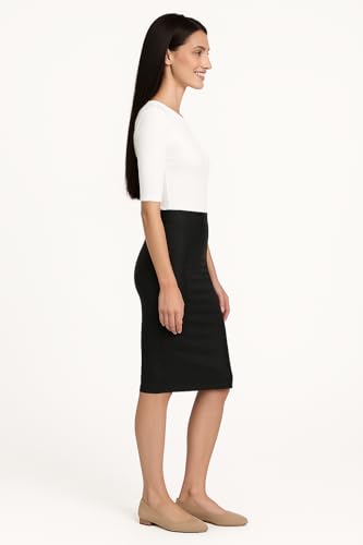 Lightweight Silky Fitted Knee-Length Pencil Skirt in Stretch Nylon XXL Black3