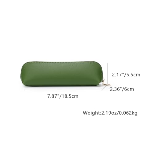 Image of Pencil Case Small Pencil Pouch Slim (Green, Faux Leather)