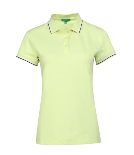 Image of UNITED COLORS OF BENETTON Women's Cotton Lycra Half Sleeves Plain Stylish Regular Fit Polo T-Shirt with Coloured Collar Tipping