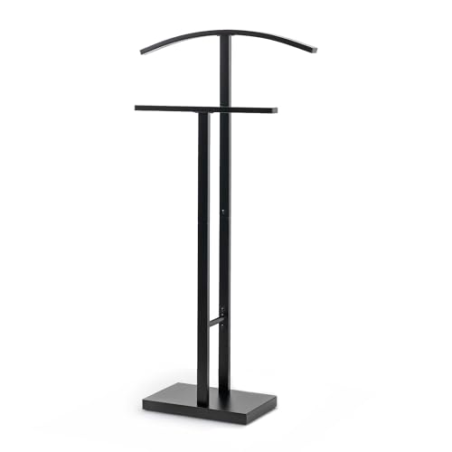TAISSU - Galán de Noche Mod. ADAK - Color Negro Mate - Con Percha Superior y Barra para Pantalones - 52 x 18 x 100 cm - Acero con Base de Cemento - Perchero para Dormitorio