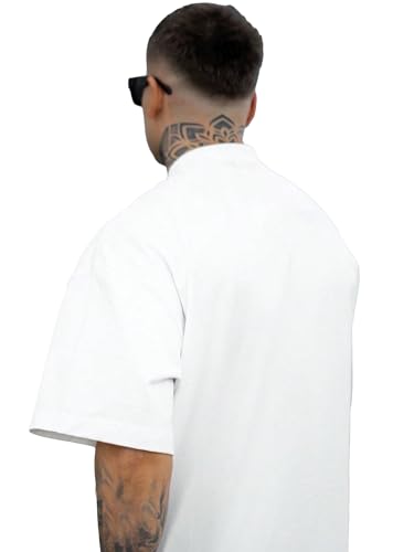 GORGLITTER Men's Letter Graphic Drop Shoulder T-Shirt Short Sleeve Mock Neck Tees4